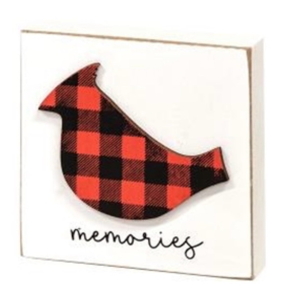 *Buffalo Check Cardinal Memories Block Shelf Sitter - Picture 12 of 13